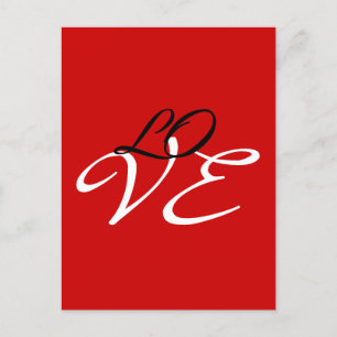 Carte Postale Love Rouge Blanc Noir Couleur Script Calligraphie