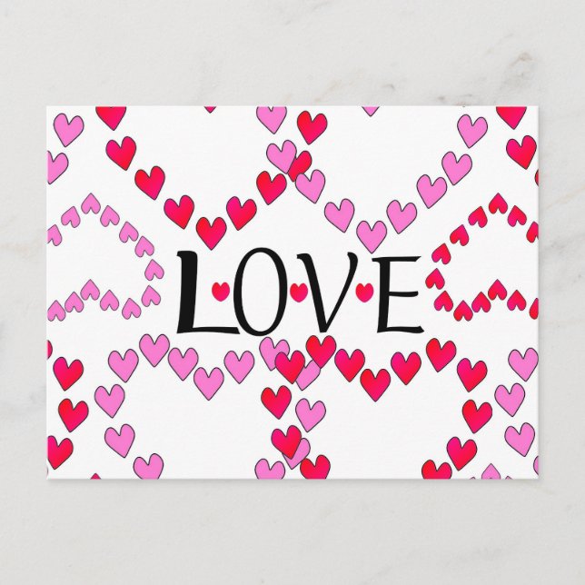 Carte Postale LOVE ROUGE ROSE DE Tiny Hearts (Devant)