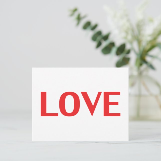 Carte Postale Love rouge typographie moderne Saint Valentin (Debout devant)