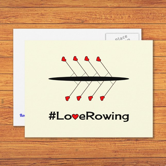 Carte Postale Love Rowing slogan et bateau (Créateur téléchargé)