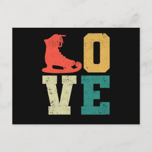 Carte Postale Love skate équipe fan hiver drôle patinage artisti