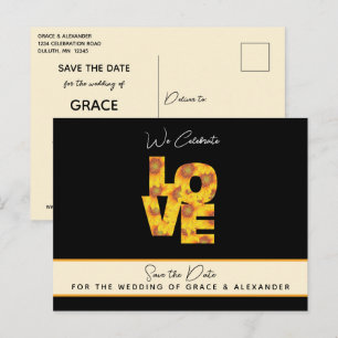 Carte Postale LOVE Sunflower Black Backdrop Mariage Enregistrer 