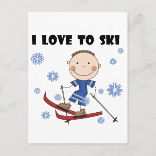 Carte Postale Love to Ski - Garçon Tshirts et cadeaux
