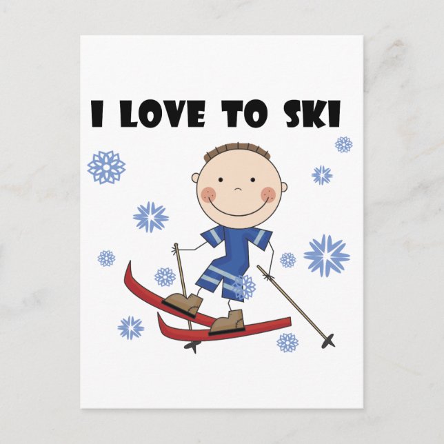 Carte Postale Love to Ski - Garçon Tshirts et cadeaux (Devant)