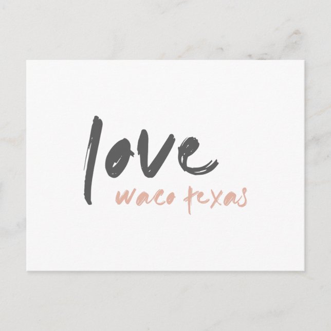 Carte Postale Love Waco Texas | Moderne USA Travel City Style (Devant)