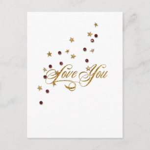Carte Postale Love You Gold Parties scintillant