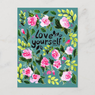 Carte Postale Love yourself - Watercolor Quote