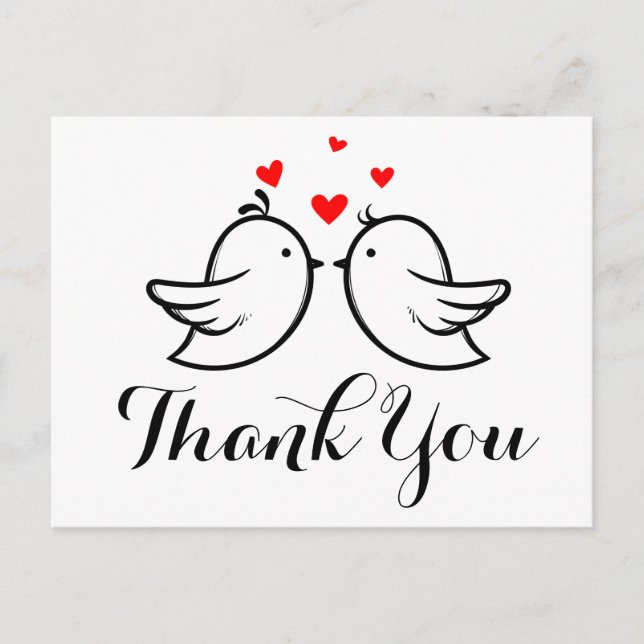 Carte Postale Lovebirds de Merci noir - Mariage, Fête des mariée (Devant)