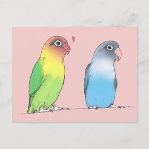 Carte postale Lovebirds d'une couleur différente