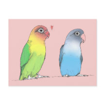 Carte postale Lovebirds d'une couleur différente