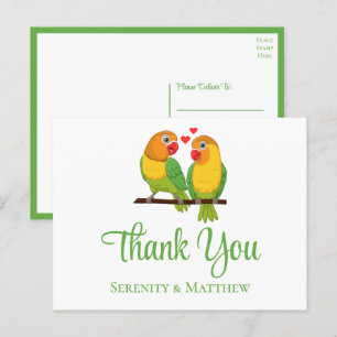 Carte Postale Lovebirds Inséparables Mariage Merci