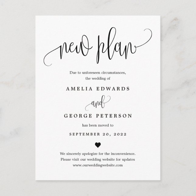 Carte Postale Lovely Calligraphy MODIFICATIVE COULEUR Mariage Up (Devant)