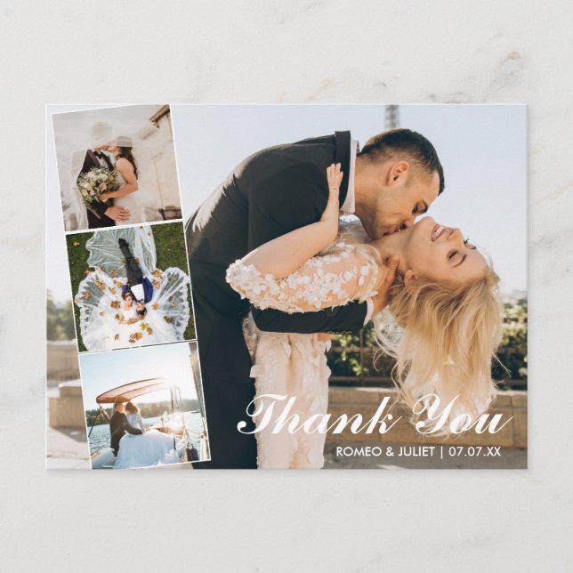 Carte Postale Lovely Elegant 4 Photo Collage Mariage Merci P (Devant)