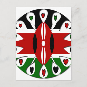 Carte Postale Lovely Hearts Kenya : Drapeau Art Motif