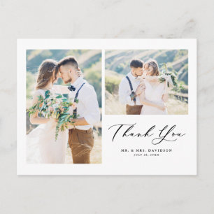 Carte Postale Lovely Script Black Two Photo Collage Merci