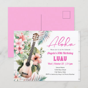 Carte Postale Luau Aloha ukulele Anniversaire Adulte