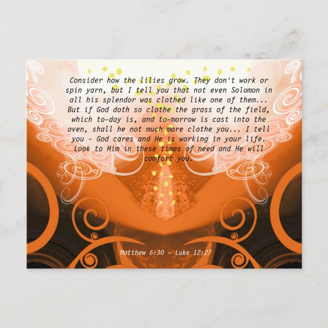 Carte Postale Luc 12:27 Voyez comment les lis poussent. (Devant)