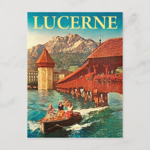 Carte Postale Lucerne, Suisse, filles en bateau, vintage