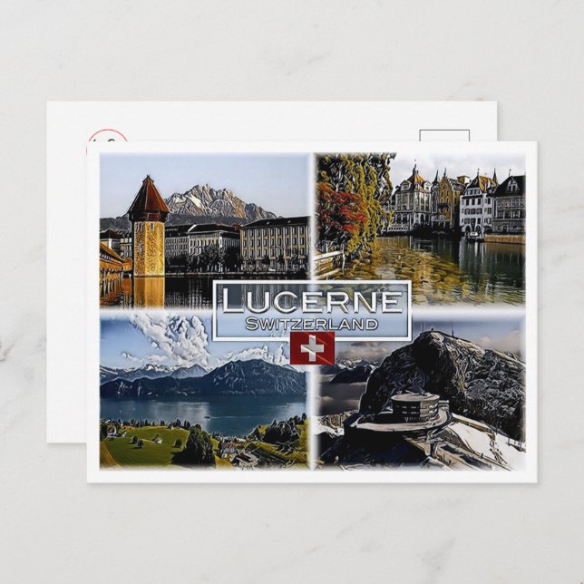 Carte Postale Lucerne - Suisse - Mosaïque - (Devant / Derrière)