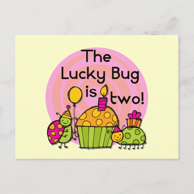 Carte Postale Lucky Bug Cupcake 2e Anniversaire T-shirts et cade (Devant)
