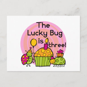 Carte Postale Lucky Bug Cupcake 3e Anniversaire Tshirts et cadea