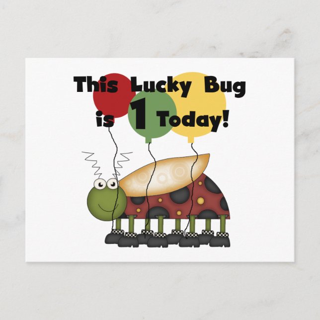 Carte Postale Lucky Bug est un Anniversaire Tshirts et cadeaux (Devant)