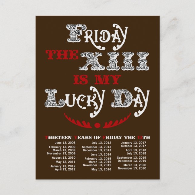 Carte Postale Lucky Friday la 13th Dark Postcard (Devant)