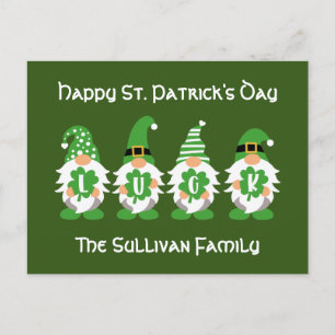 Carte Postale Lucky Gnomes Leprechaun Nom Jour de la Saint Patri