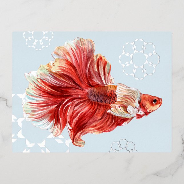 Carte postale Lucky Goldfish & Bubbles Foil (Recto)