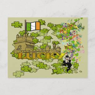Carte Postale Lucky Leprechaun et son château irlandais