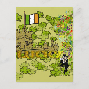 Carte Postale Lucky Leprechaun et son château irlandais