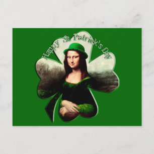 Carte Postale Lucky Mona Lisa Shamrock de la Saint Patrick