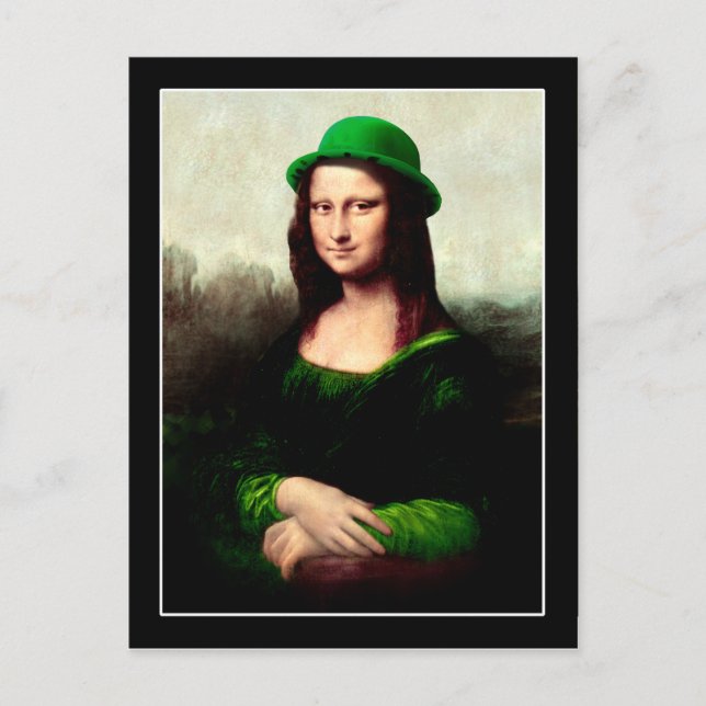 Carte Postale Lucky Mona Lisa Shamrock de la Saint Patrick (Devant)