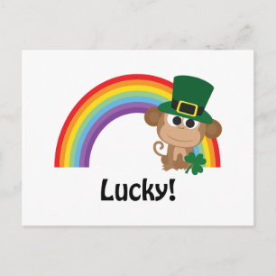 Carte Postale Lucky Monkey Leprechaun