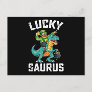 Carte Postale Lucky Saurus Dinosaur T Rex St Patrick's Day