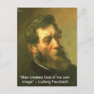 Carte Postale Ludwig Feurbach & Citation de Dieu créé par l'Homm