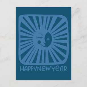 Carte Postale Lueur Joyeuse Lune BONNE ANNÉE Personnalisez-la