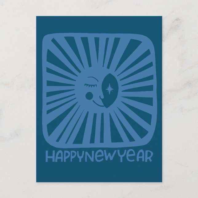 Carte Postale Lueur Joyeuse Lune BONNE ANNÉE Personnalisez-la (Devant)