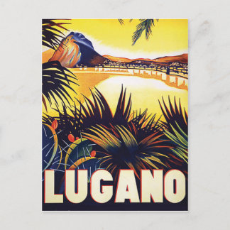 Carte Postale Lugano, Suisse, vue sur la côte, vintage