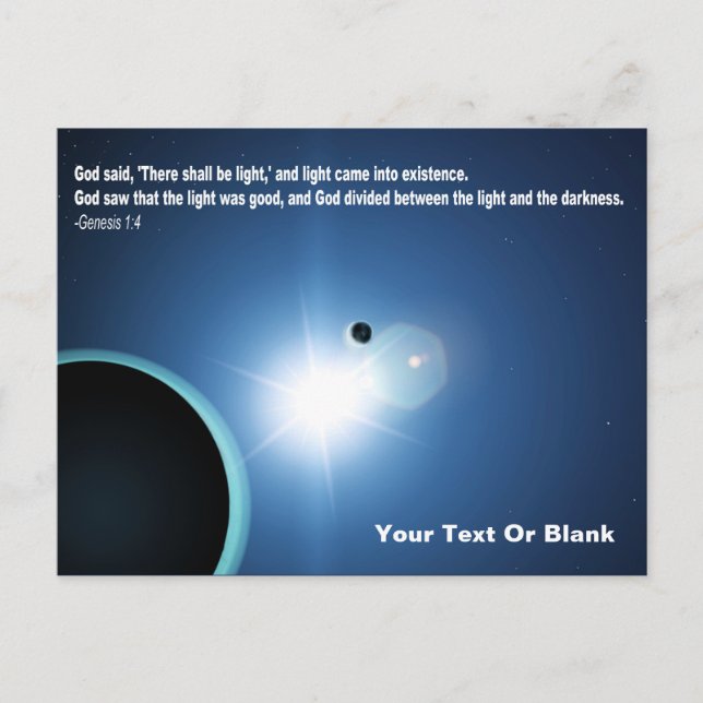 Carte Postale Lumière de l'obscurité - Genèse 1:4 (Devant)