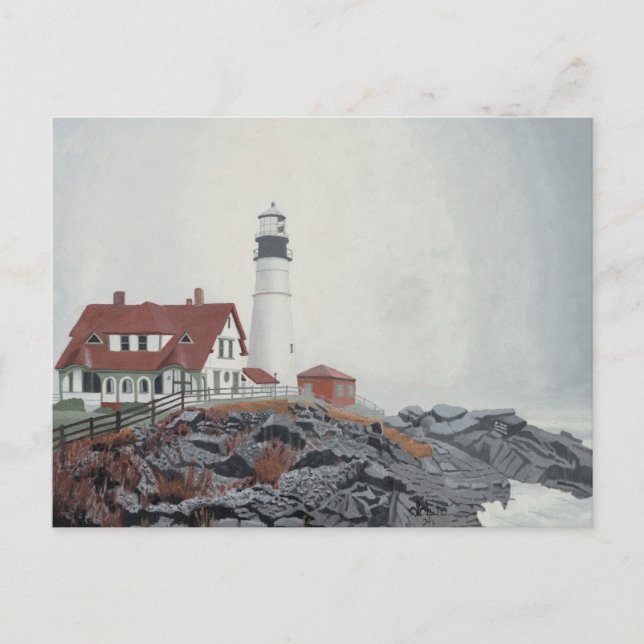 Carte Postale Lumière de tête Portland dans le brouillard (Devant)