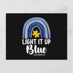 Carte Postale Lumière It Up Blue Rainbow Sensibilisation sur l'a
