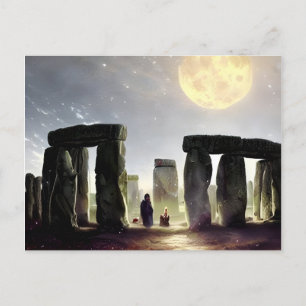Carte Postale Lumière Lune sur l'Art numérique de Stonehenge