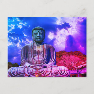 Carte Postale Lumière Méditation Bouddha couleur de la statue