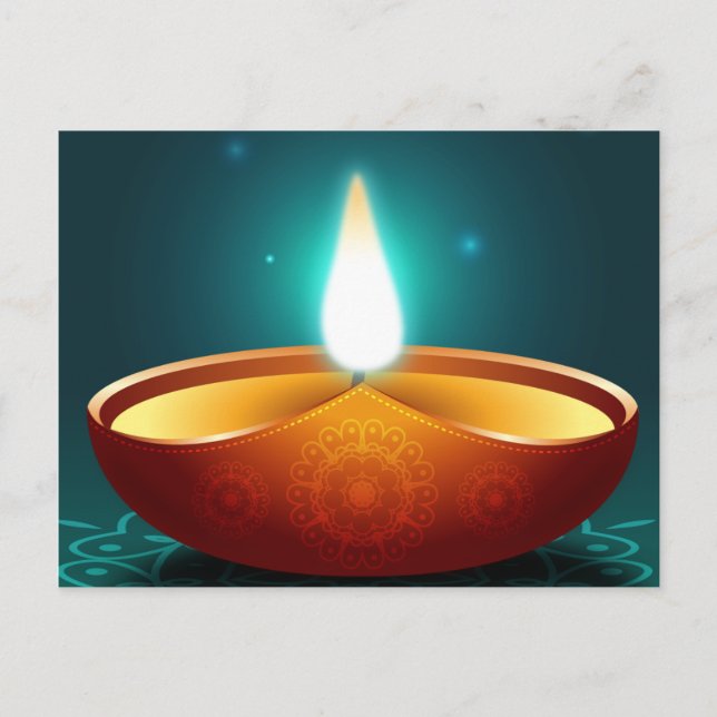 Carte Postale Lumière sur Diwali bleu foncé (Devant)