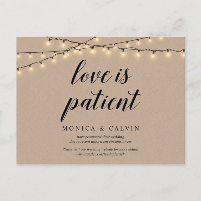 Carte Postale Lumières à cordes, Kraft, L'amour est patient, rep (Devant)