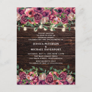 Carte Postale Lumières de Chaîne Rustiques Fleurs de Mariage Bou