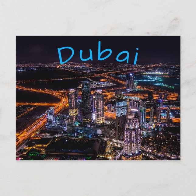 Carte Postale Lumières de la ville de Dubaï la nuit (Devant)