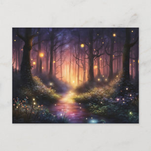 Carte Postale Lumières de lucioles de la forêt lunaire