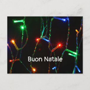 Carte Postale Lumières de Noël colorées "Buon Natale"